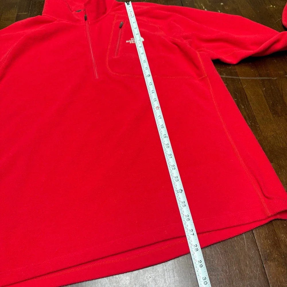 The North Face Fleece Pullover Mens XL Red Quarter 1/4 Zip Chest Pocket Hiking